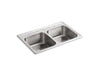 KOHLER 3346-4-NA Toccata 33" X 22" X 8-3/16" Top-Mount Double-Equal Bowl Kitchen Sink With 4 Faucet Holes