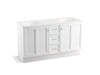 KOHLER K-99524-TKSD-1WA Damask 60" bathroom vanity cabinet with toe kick, 2 doors and 3 drawers, split top drawer