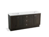KOHLER K-99538-TKSD-1WC Poplin 72" bathroom vanity cabinet with toe kick, 4 doors and 3 drawers, split top drawer