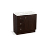 KOHLER K-99507-TKL-1WB Jacquard 36" bathroom vanity cabinet with toe kick, 1 door and 3 drawers on left