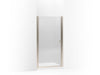 KOHLER K-702400-G54 Fluence Pivot shower door, 65-1/2" H x 28-3/4 - 30-1/4" W, with 1/4" thick Falling Lines glass