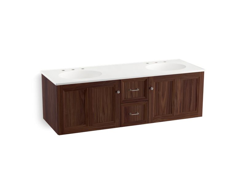 KOHLER K-99524-1WE Damask 60" wall-hung bathroom vanity cabinet with 2 doors and 2 drawers