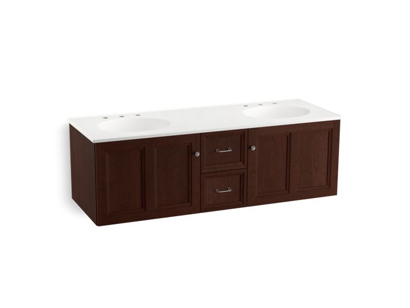 KOHLER K-99524-1WG Damask 60" wall-hung bathroom vanity cabinet with 2 doors and 2 drawers