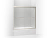 KOHLER 709062-L-MX Gradient Sliding Bath Door, 58-1/16" H X 59-5/8" W, With 1/4" Thick Crystal Clear Glass in Matte Nickel