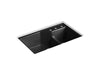 KOHLER K-6411-3 Indio 33" x 21-1/8" x 9-3/4" Smart Divide undermount double-bowl large/small workstation kitchen sink with three-hole faucet holes