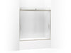 KOHLER K-706001-L Levity Sliding bath door, 59-3/4" H x 54 - 57" W, with 1/4" thick Crystal Clear glass