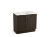KOHLER K-99531-TK-1WC Poplin 36" bathroom vanity cabinet with toe kick and 2 doors