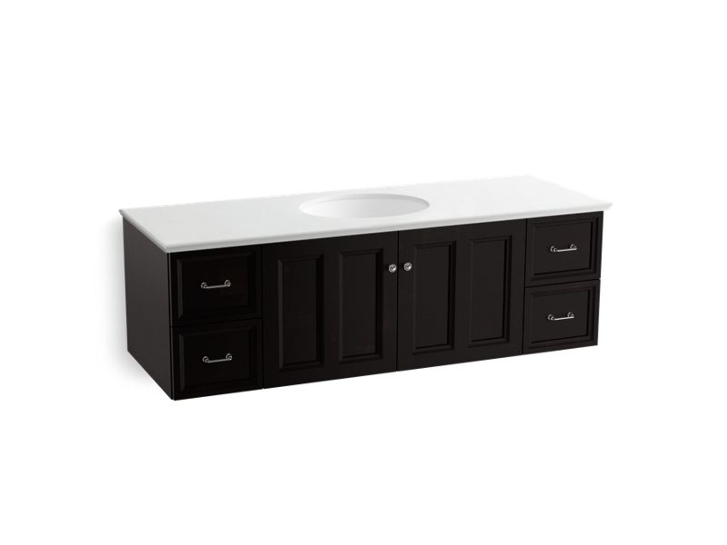 KOHLER K-99523-1WU Damask 60" wall-hung bathroom vanity cabinet with 2 doors and 4 drawers