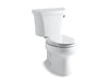 KOHLER 3998-RZ-0 Wellworth Two-Piece Elongated 1.28 Gpf Toilet With Right-Hand Trip Lever, Tank Cover Locks, And Insulated Tank in White