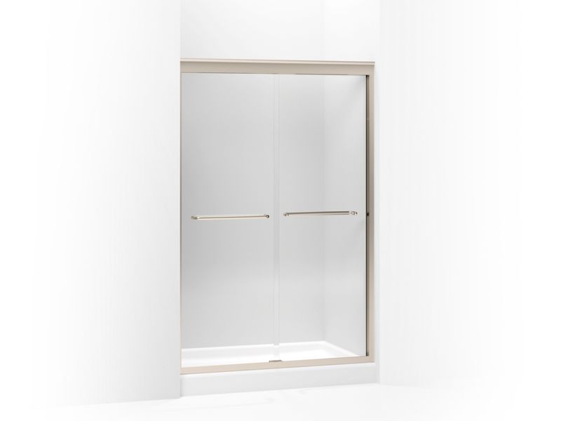 KOHLER 702209-L-ABV Fluence Sliding Shower Door, 70-5/16" H X 44-5/8 - 47-5/8" W, With 3/8" Thick Crystal Clear Glass in Anodized Brushed Bronze