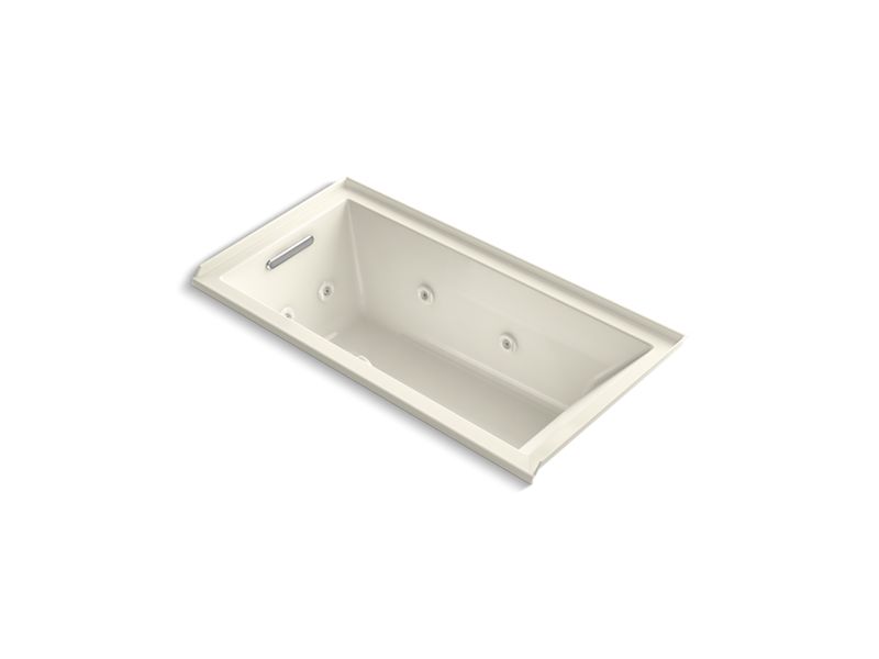 KOHLER K-1167-LH2-96 Underscore Rectangle 60" x 30" alcove whirlpool with integral flange and left-hand drain
