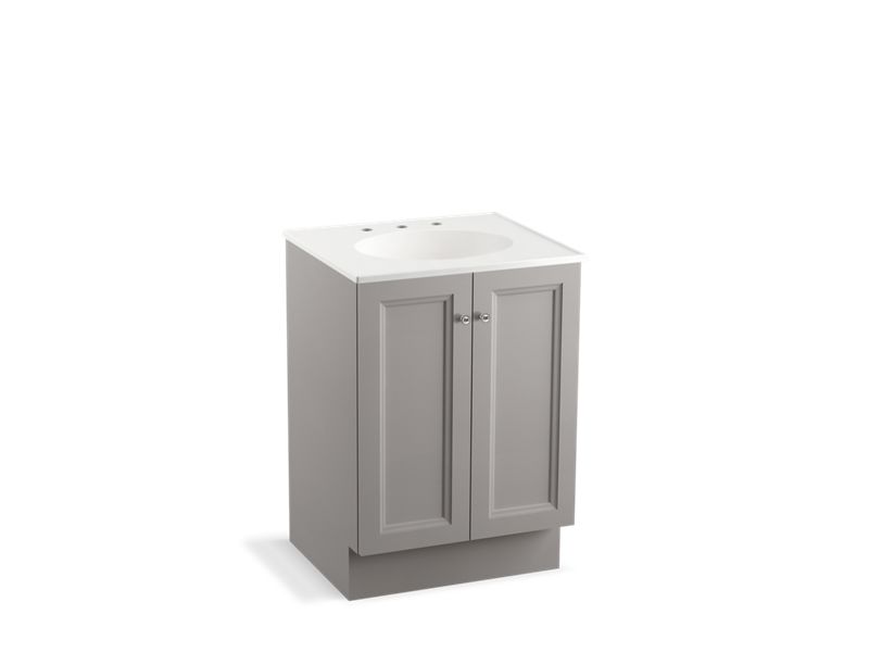 KOHLER K-99513-TK-1WT Damask 24" bathroom vanity cabinet with toe kick and 2 doors