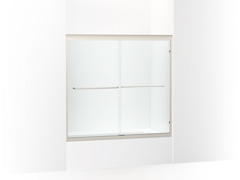 KOHLER K-702204-6G54 Fluence 54-5/8 - 59-5/8" W x 55-1/2" H sliding bath door with 1/4" thick Falling Lines glass