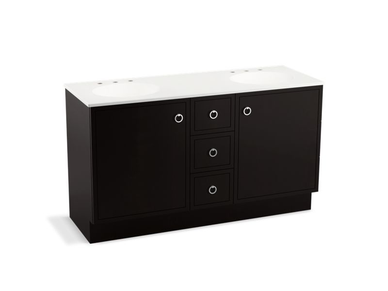 KOHLER K-99511-TK-1WU Jacquard 60" bathroom vanity cabinet with toe kick, 2 doors and 3 drawers