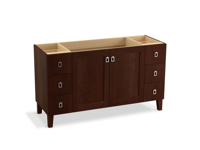 KOHLER K-99536-LG-1WG Poplin 60" bathroom vanity cabinet with legs, 2 doors and 6 drawers