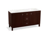 KOHLER K-99511-LGSD-1WG Jacquard 60" bathroom vanity cabinet with furniture legs, 2 doors and 3 drawers, split top drawer