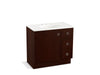 KOHLER K-99507-TKR-1WG Jacquard 36" bathroom vanity cabinet with toe kick, 1 door and 3 drawers on right
