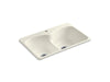 KOHLER K-6626-1 Langlade 33" x 22" x 9-5/8" top-mount Smart Divide double-equal kitchen sink with single faucet hole