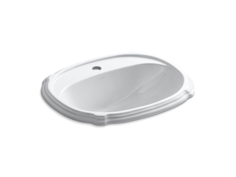 KOHLER K-2189-1-0 Portrait Drop-in bathroom sink with single faucet hole