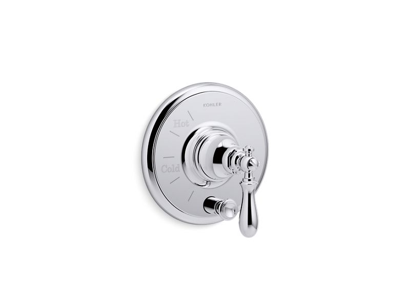 KOHLER K-T72768-9M Artifacts Rite-Temp pressure-balancing valve trim with push-button diverter and swing lever handle
