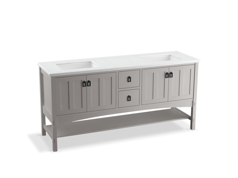KOHLER K-99560-1WT Marabou 72" bathroom vanity cabinet with 4 doors and 2 drawers