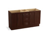KOHLER K-99524-TKSD-1WG Damask 60" bathroom vanity cabinet with toe kick, 2 doors and 3 drawers, split top drawer