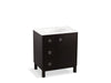 KOHLER K-99504-LGL-1WU Jacquard 30" bathroom vanity cabinet with furniture legs, 1 door and 3 drawers on left