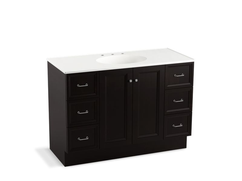 KOHLER K-99522-TK-1WU Damask 48" bathroom vanity cabinet with toe kick, 2 doors and 6 drawers