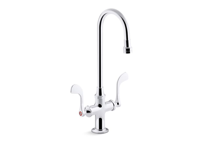 KOHLER K-100T70-5ANA Triton Bowe 0.5 gpm monoblock gooseneck bathroom sink faucet with aerated flow and wristblade handles, drain not included