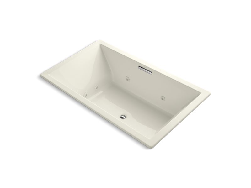 KOHLER K-1174-H2-96 Underscore Rectangle 72" x 42" drop-in whirlpool with heater without jet trim and with center drain