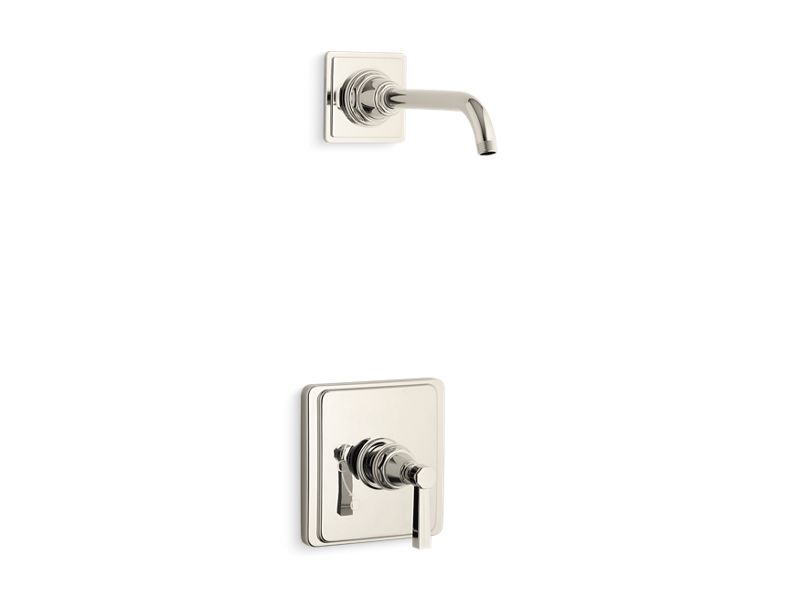 KOHLER TLS13134-4B-SN Pinstripe Rite-Temp Shower Trim Set With Lever Handle, Less Showerhead in Vibrant Polished Nickel