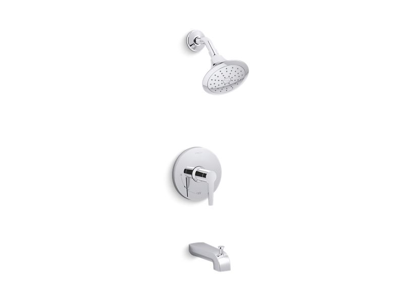 KOHLER TS97074-4-CP Pitch Rite-Temp Bath And Shower Trim With 2.0 Gpm Showerhead in Polished Chrome