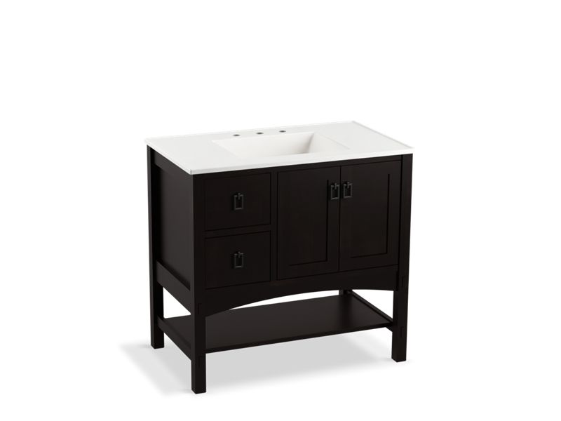 KOHLER K-99556-L-1WU Marabou 36" bathroom vanity cabinet with 2 doors and 2 drawers on left