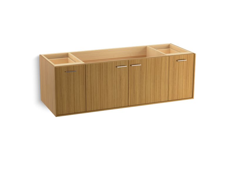 KOHLER K-99546-SD-1WN Jute 60" wall-hung bathroom vanity cabinet with 2 doors and 2 drawers, split top drawer