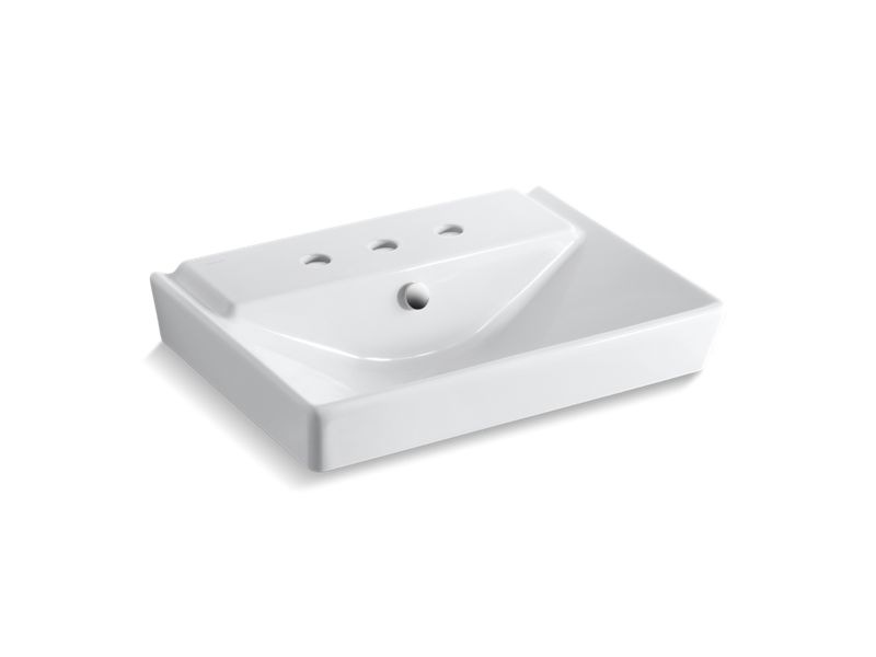 KOHLER 5027-8-0 R?¬ve 23" Pedestal Bathroom Sink Basin With 8" Widespread Faucet Holes in White