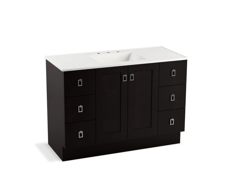 KOHLER K-99535-TK-1WU Poplin 48" bathroom vanity cabinet with toe kick, 2 doors and 6 drawers