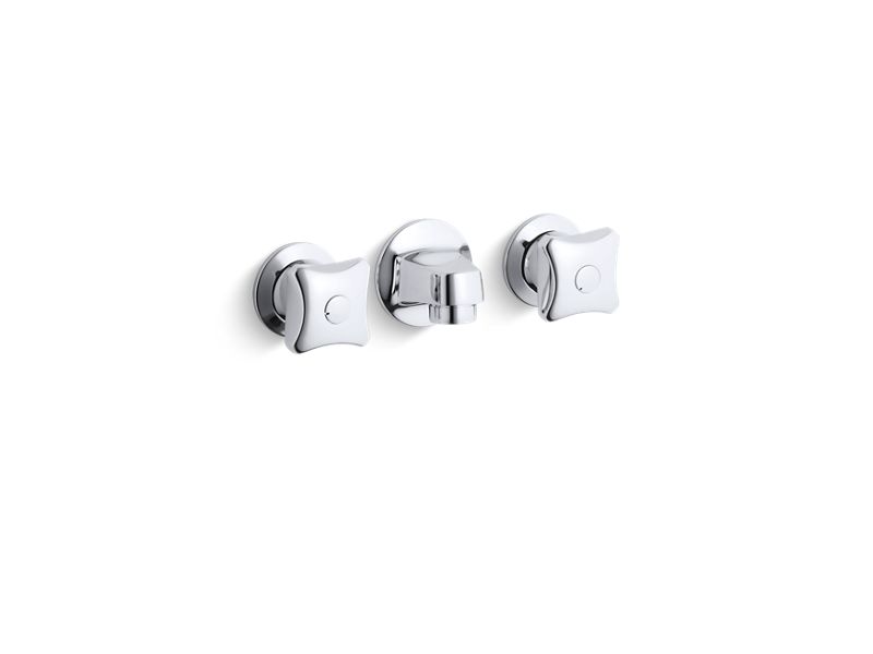 KOHLER 8046-2N-CP Triton 0.5 Gpm Shelf-Back Commercial Bathroom Sink Faucet With Grid Drain And Standard Handles in Polished Chrome