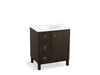 KOHLER K-99504-LGL-1WC Jacquard 30" bathroom vanity cabinet with furniture legs, 1 door and 3 drawers on left