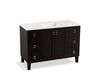 KOHLER K-99535-LGSD-1WU Poplin 48" bathroom vanity cabinet with legs, 2 doors and 6 drawers, split top drawers