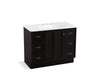 KOHLER K-99563-TK-1WU Damask 42" bathroom vanity cabinet with toe kick, 1 door and 6 drawers