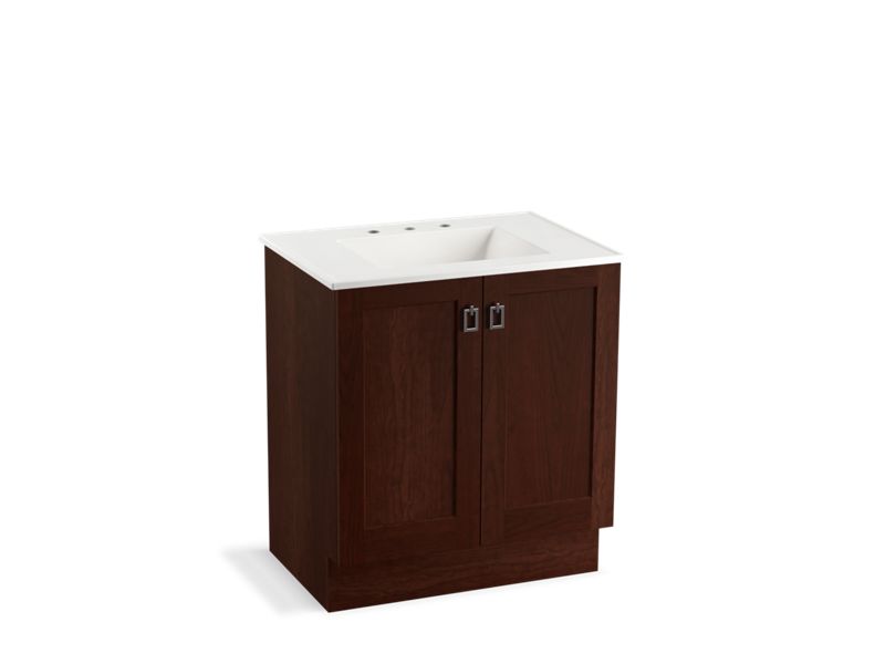 KOHLER K-99528-TK-1WG Poplin 30" bathroom vanity cabinet with toe kick and 2 doors