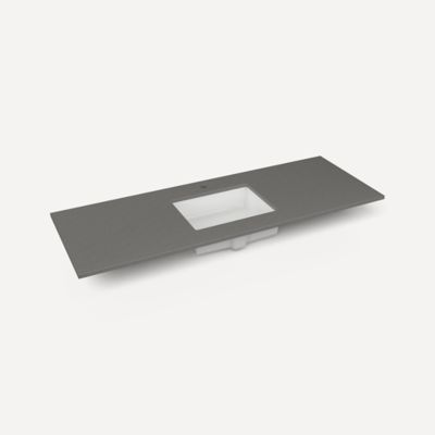 Quartz Stone Vanity Top, 61" x 3/4" x 22", Center Undercounter Sink, Single Hole