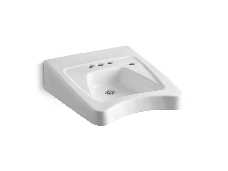 KOHLER K-12636-R Morningside 20" x 27" wall-mount/concealed arm carrier wheelchair bathroom sink with 4" centerset faucet holes and right-hand soap dispenser hole