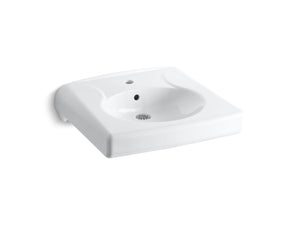 KOHLER K-1997-1 Brenham Wall-mount or concealed carrier arm mount commercial bathroom sink with single faucet hole