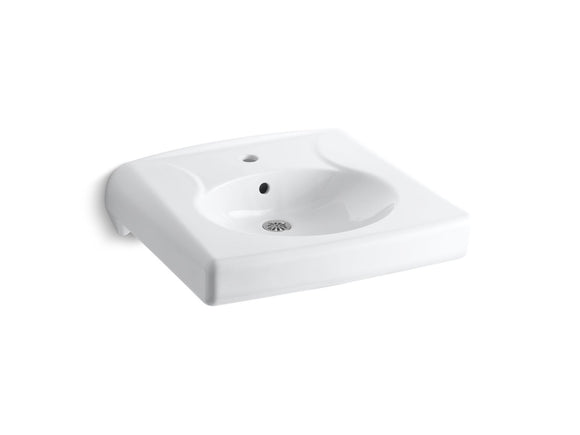 KOHLER K-1997-1 Brenham Wall-mount or concealed carrier arm mount commercial bathroom sink with single faucet hole