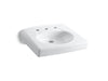 KOHLER K-1997-8N Brenham Wall-mount or concealed carrier arm mount commercial bathroom sink with widespread faucet holes and no overflow