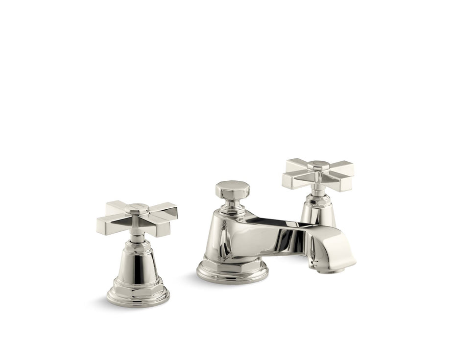 KOHLER K-13132-3A Pinstripe Pure Widespread bathroom sink faucet with Cross handles, 1.2 gpm