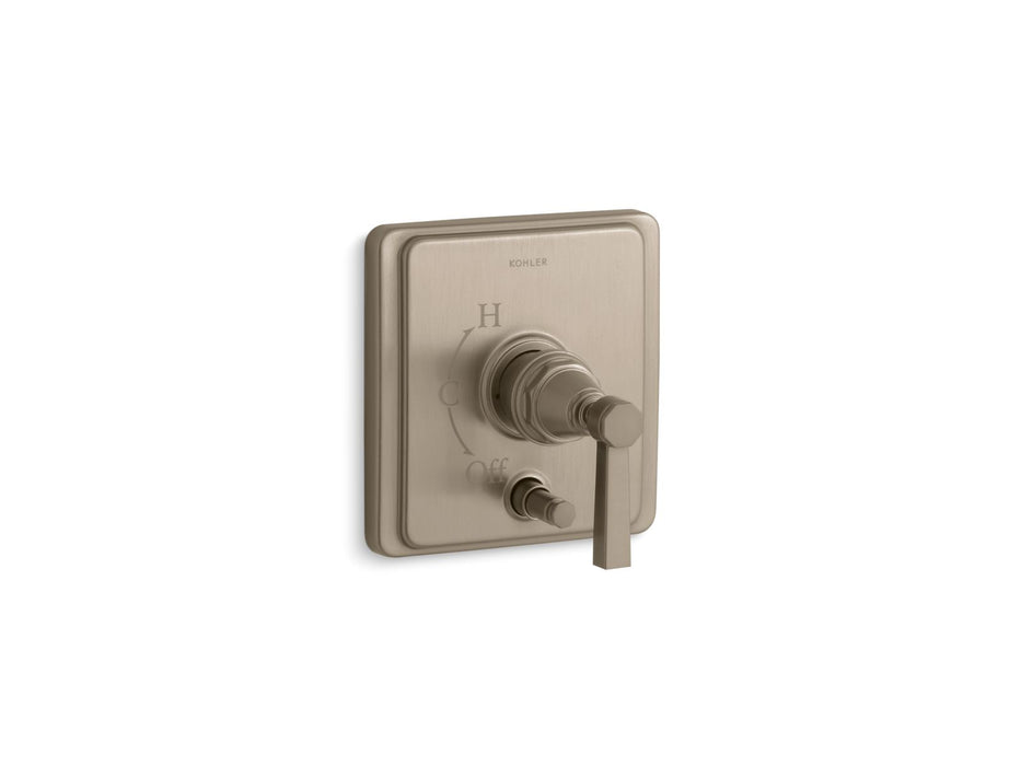 KOHLER K-T98757-4A Pinstripe Rite-Temp valve trim with push-button diverter and lever handle