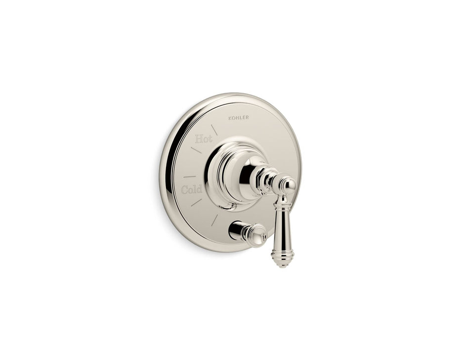 KOHLER K-T72768-4 Artifacts Rite-Temp valve trim with push-button diverter and lever handle