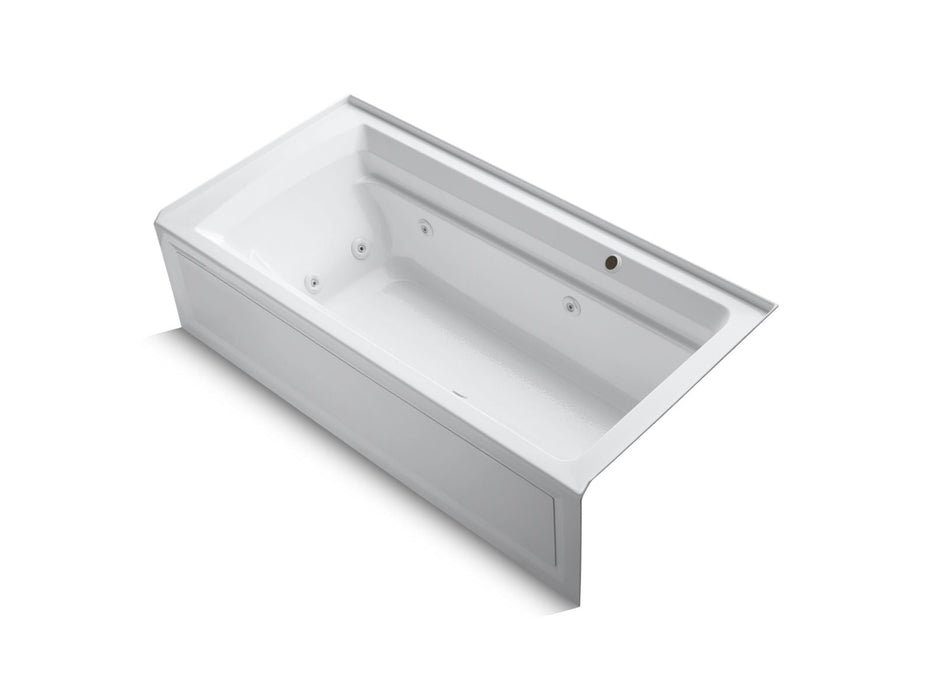 KOHLER K-1124-RAW Archer 72" x 36" alcove whirlpool bath with Bask heated surface, right drain